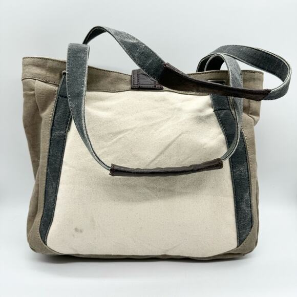 Mona B. Nora Up-cycled and Re-cycled Canvas Tote/Shoulder Bag with Vegan Leather - Picture 5 of 9